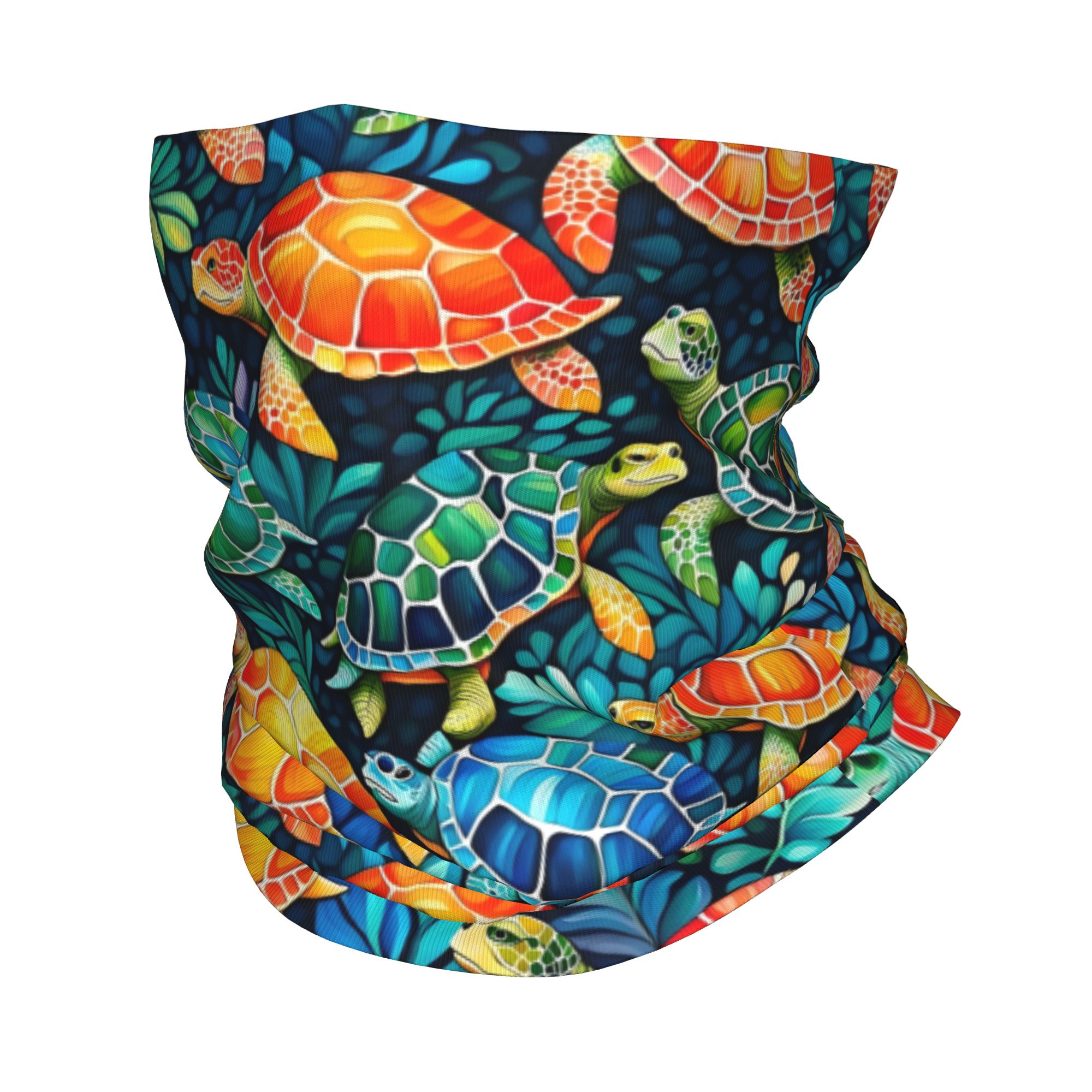 Neck Gaiter Fleece - Penutup Leher Kura-kura Laut Lucu Warna-warni